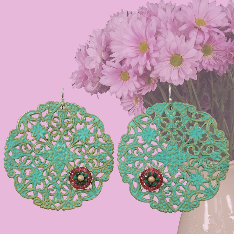 Paris, Mon Amour: oxidized brass and mosaic earrings