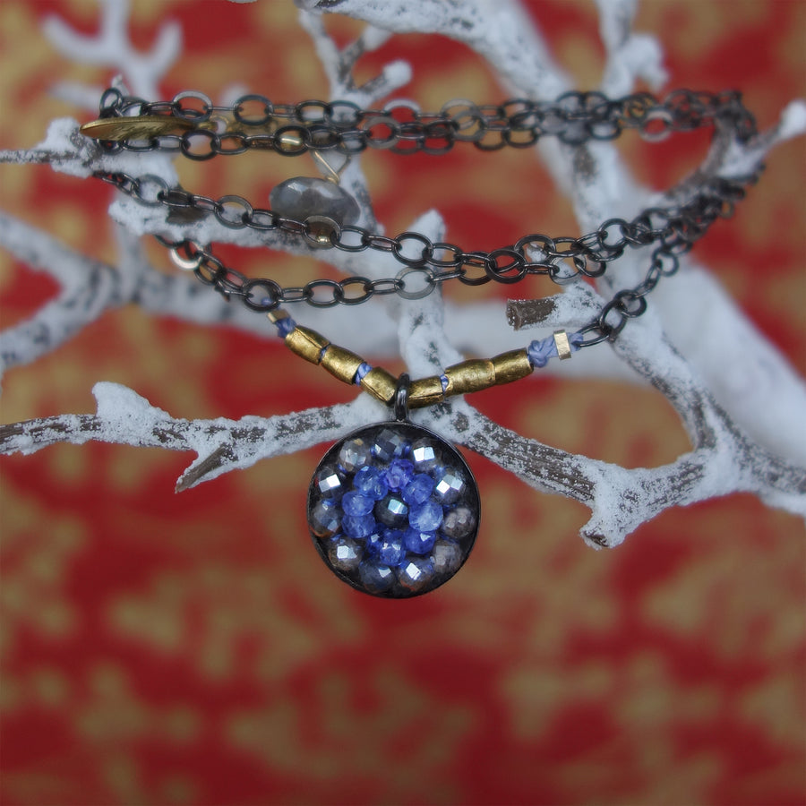 Tanzanite and Labradorite Tango Together mosaic necklace