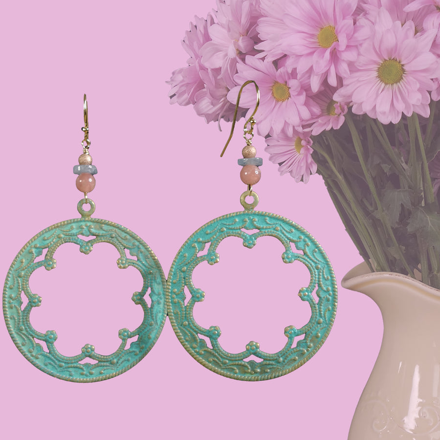 She Lovingly Set Boundaries: rhodocrosite and kyanite ear