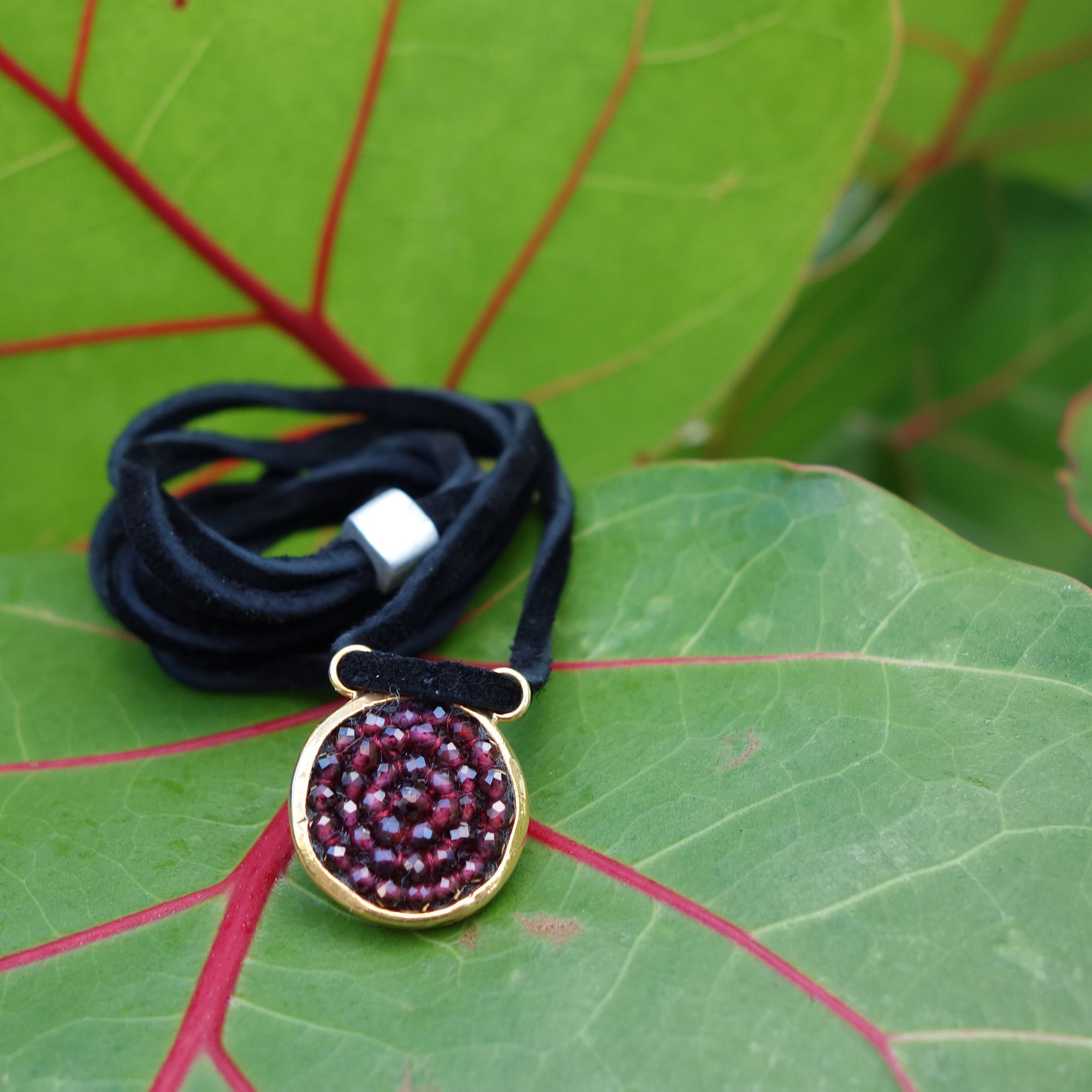 Iconic Garnet Bracelet/Necklace on Leather