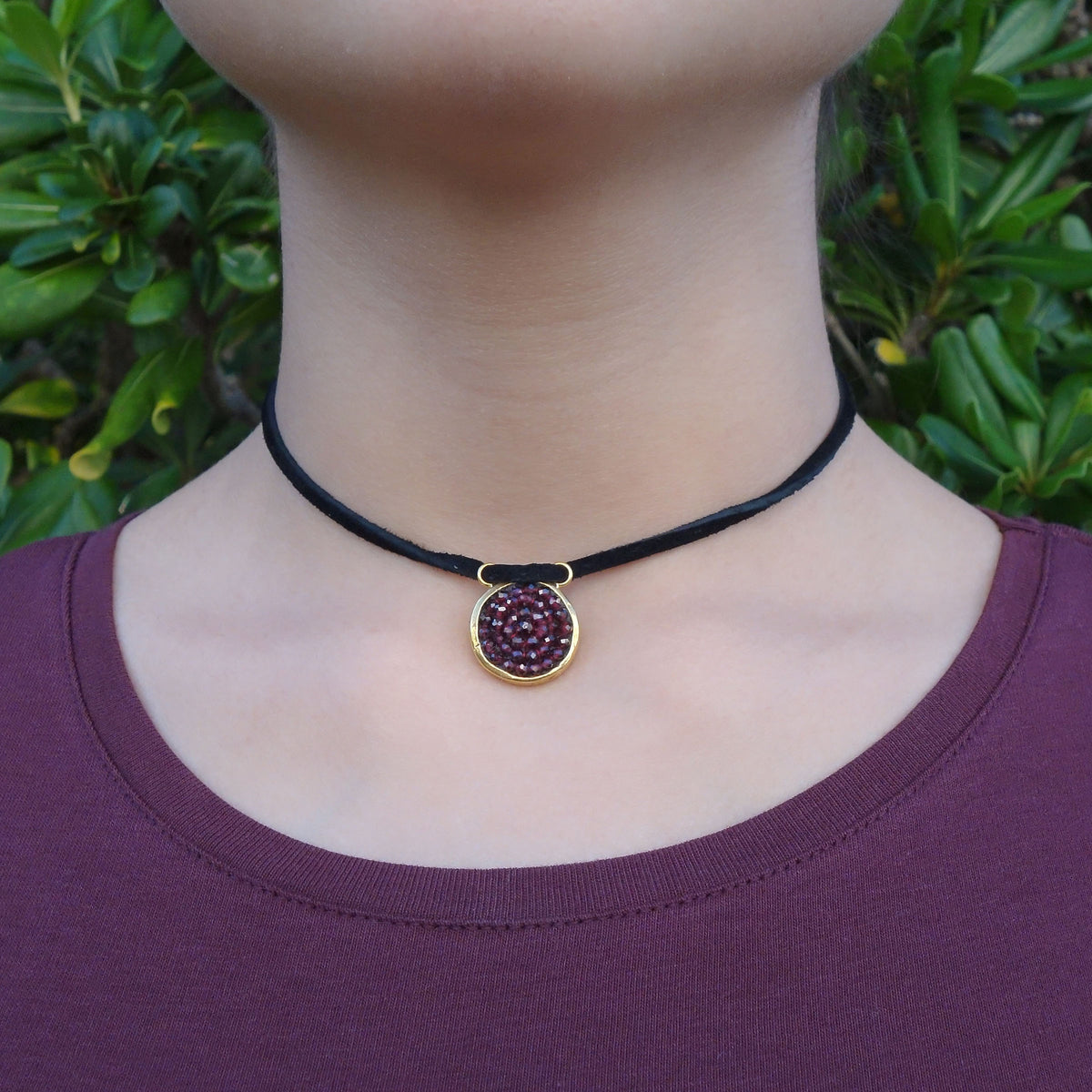 Iconic Garnet Bracelet/Necklace on Leather
