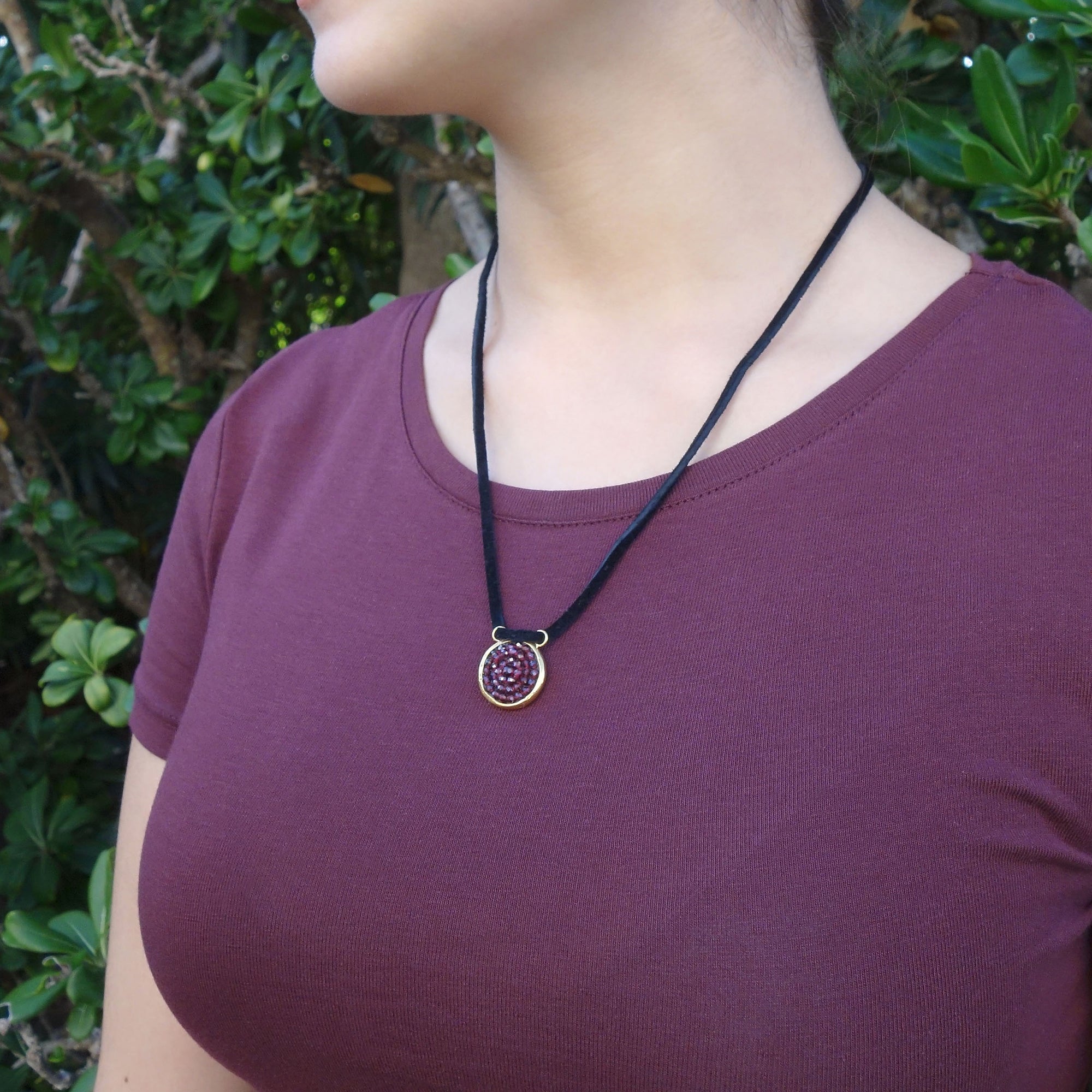 Iconic Garnet Bracelet/Necklace on Leather