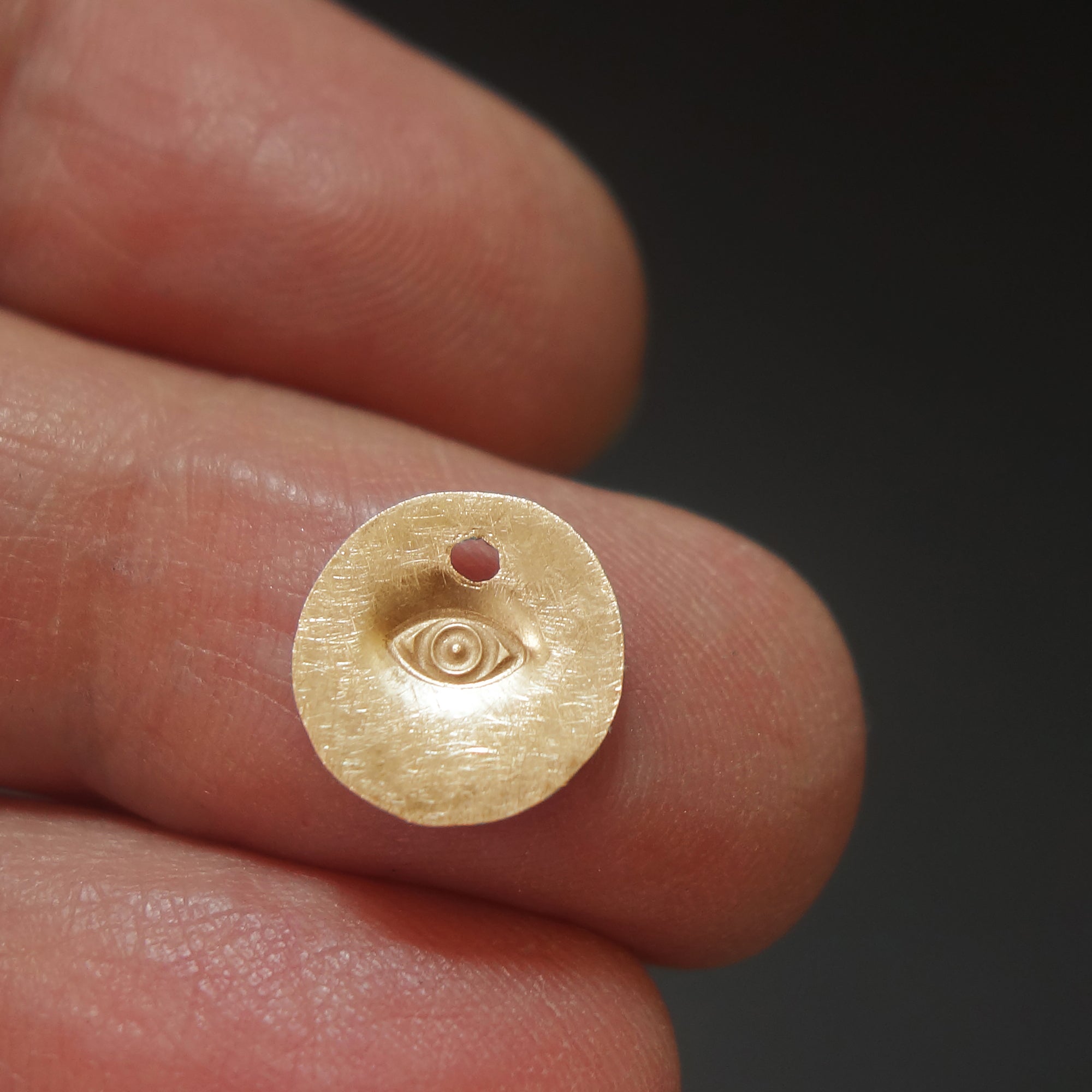 Eye of Protection hand hammered charm