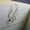 Hand hammered earrings, you choose your school colors (gemstone)