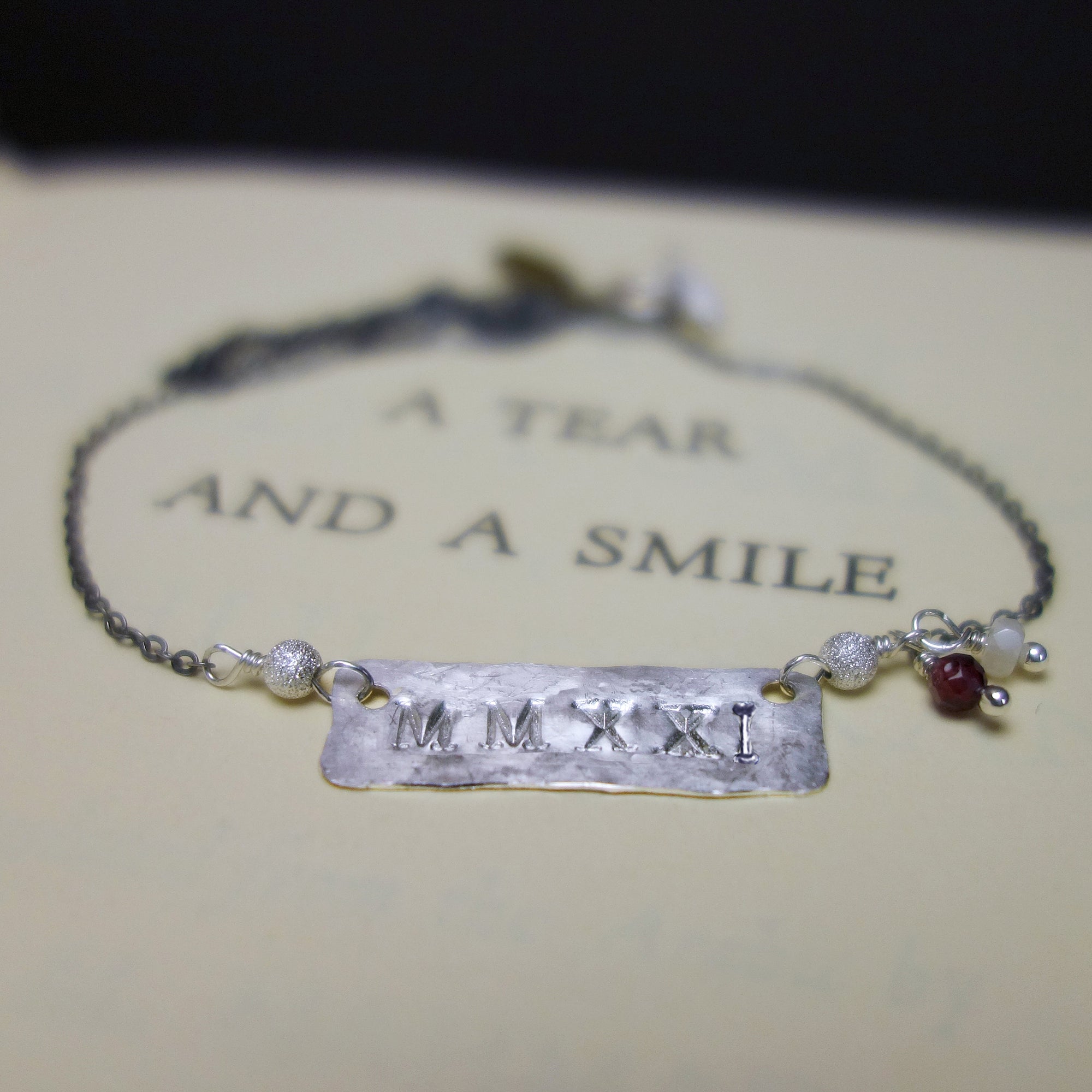 MMXXI silver necklace, school colors, LARGE block letters