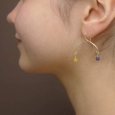 Hammered gold/silver earring, you choose your school colors (gemstones)