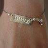 MMXXI stamped silver bracelet, with your school colors (gemstones)