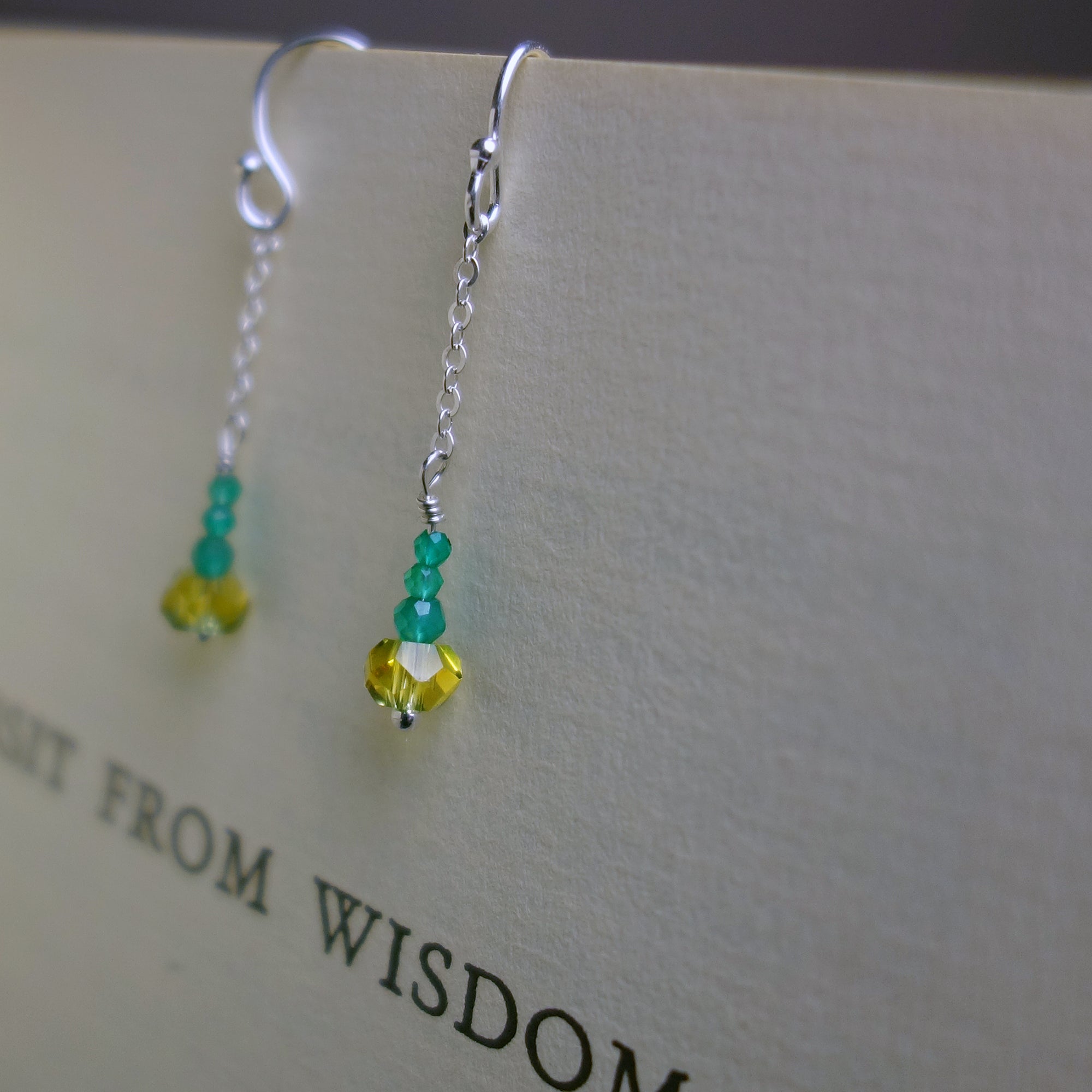 Chain earring in your school colors (gemstones)