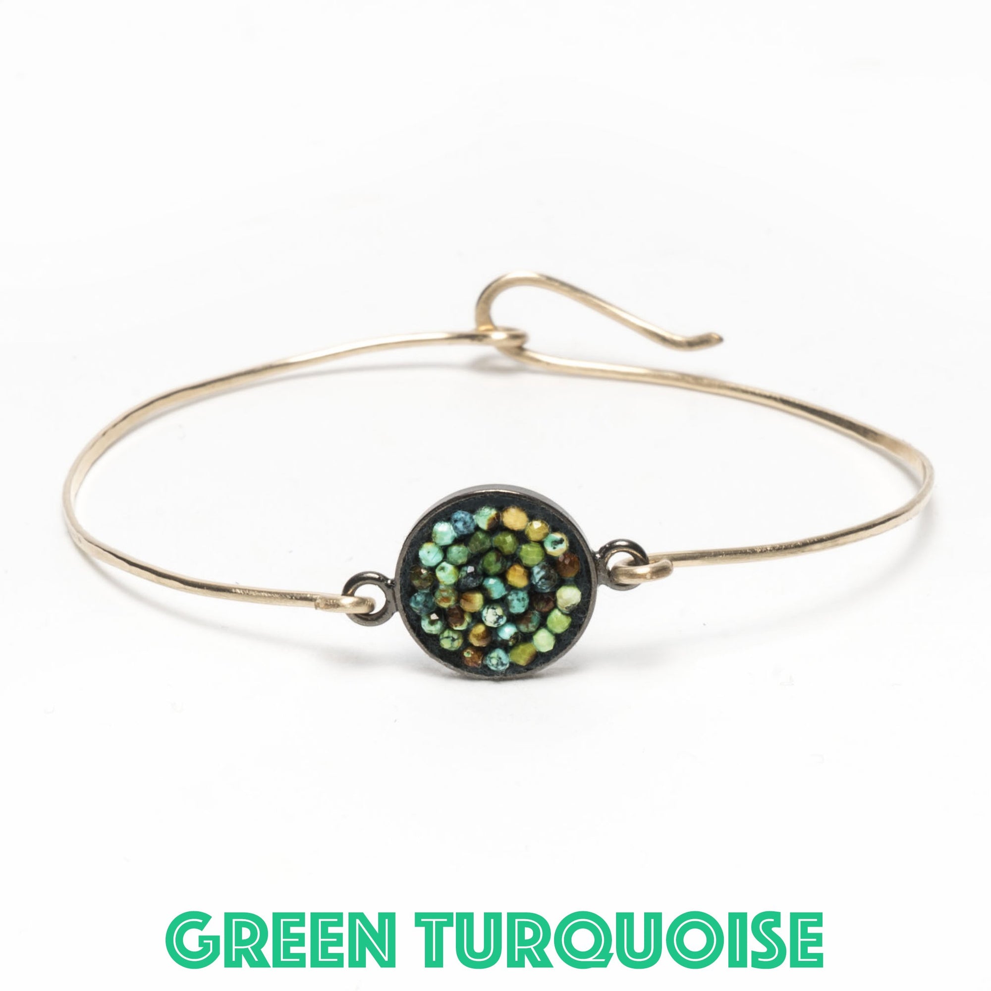 Mosaic bangle: hammered gold or silver so many gems