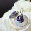 Amethyst and Gold Mosaic Earring with Oxidized Silver
