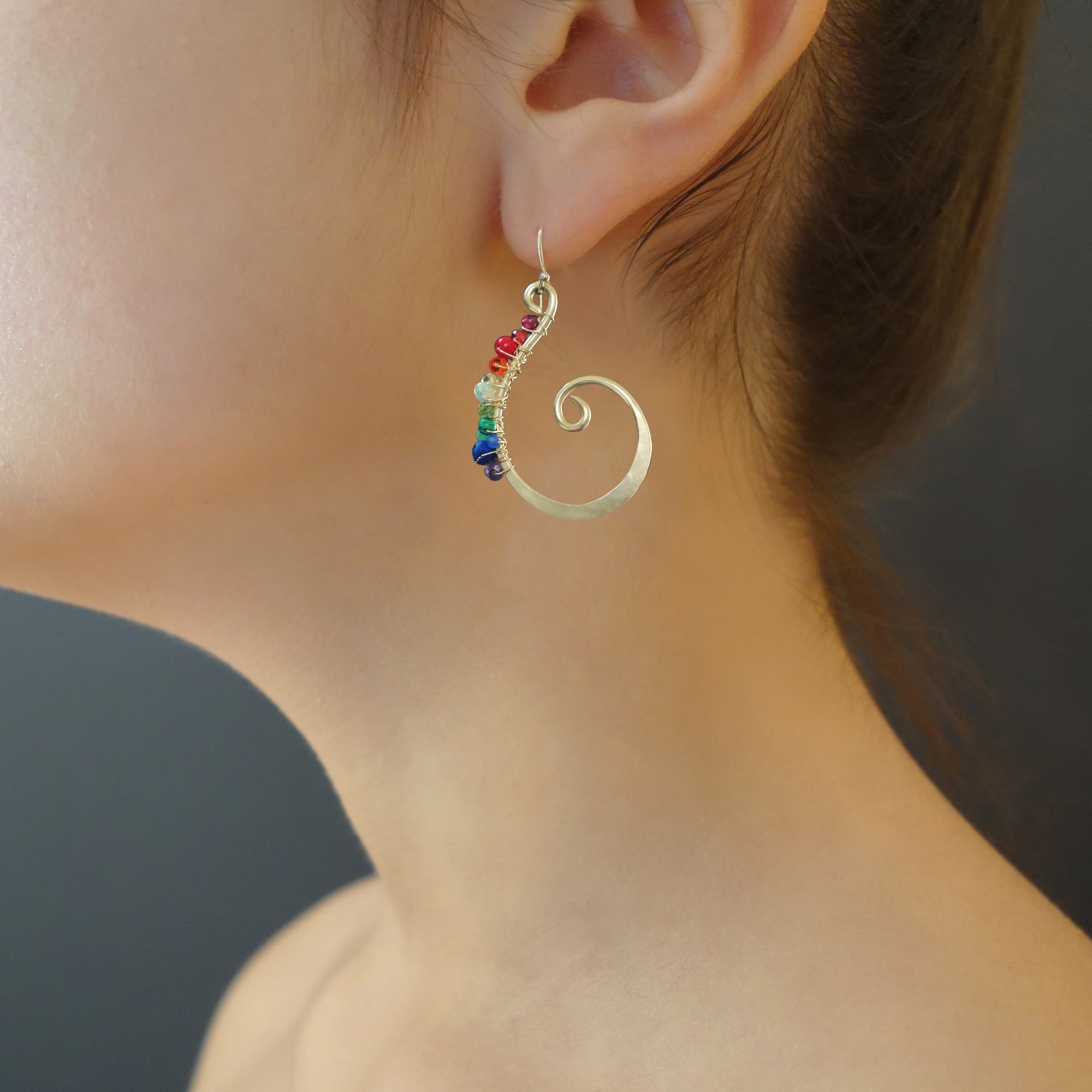 You Gotta Put Up with the Rain hand hammered gold earrings