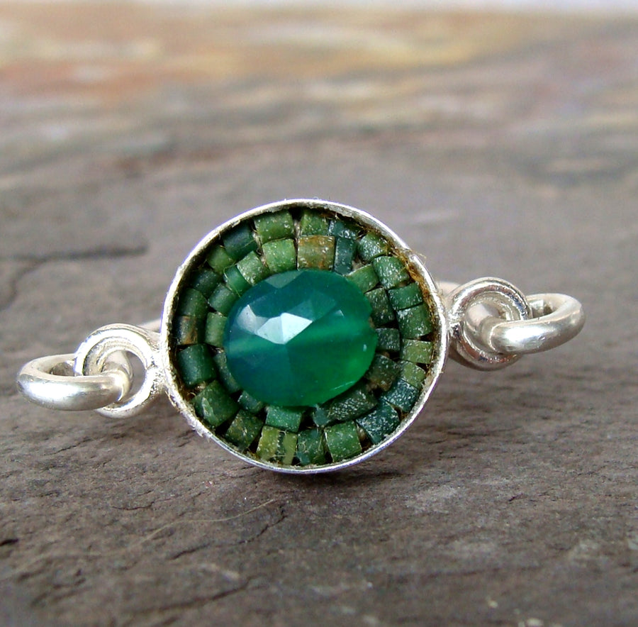 Onyx + Jade mosaic ring