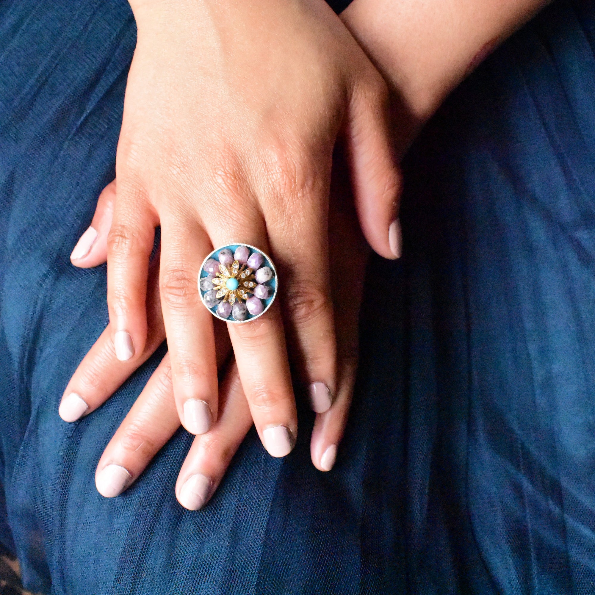 Gold and Diamond Mosaic Ring (Wanderlust Paris)