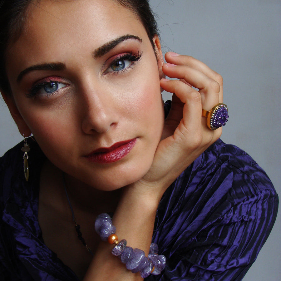 Royal Violet amethyst mosaic ring