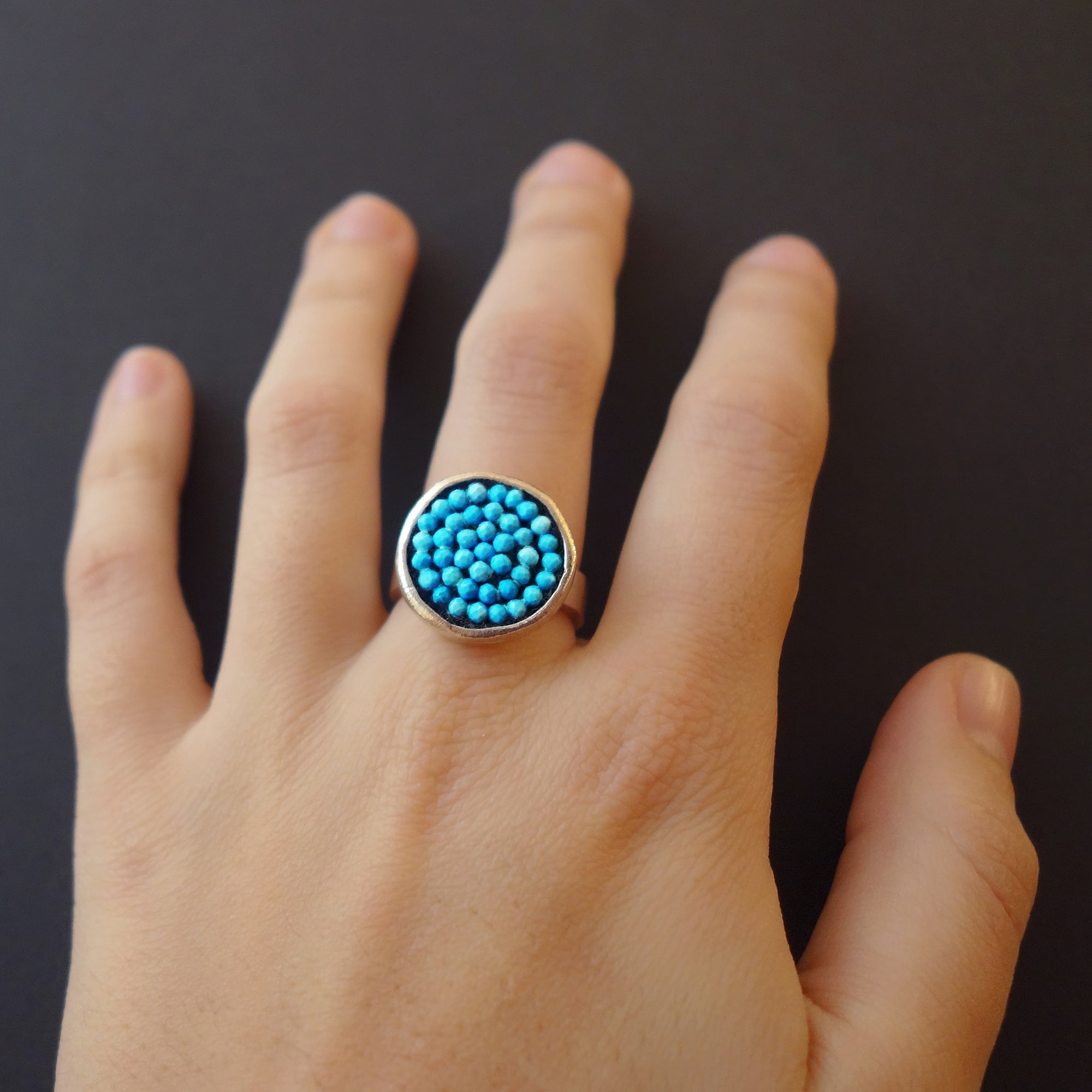 Faceted Turquoise Mosaic Ring
