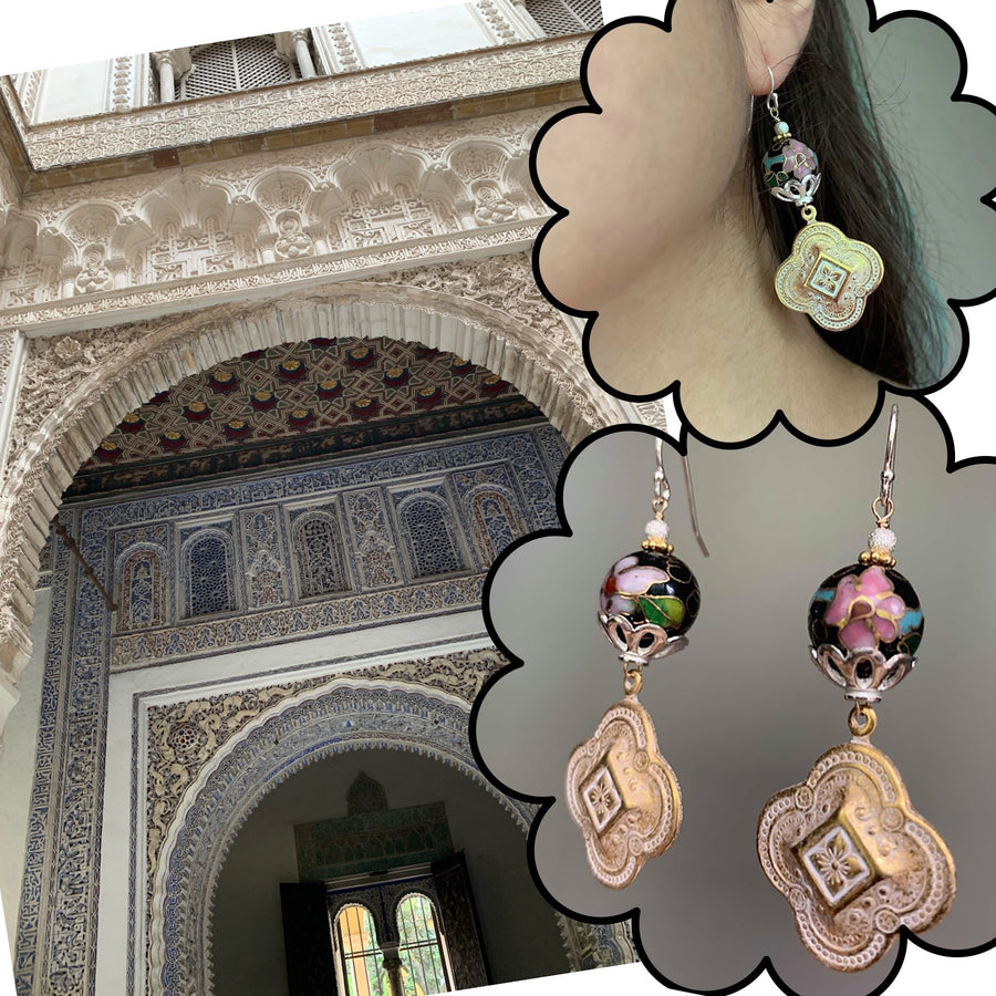 One Night in Alcázar cloisonee earring
