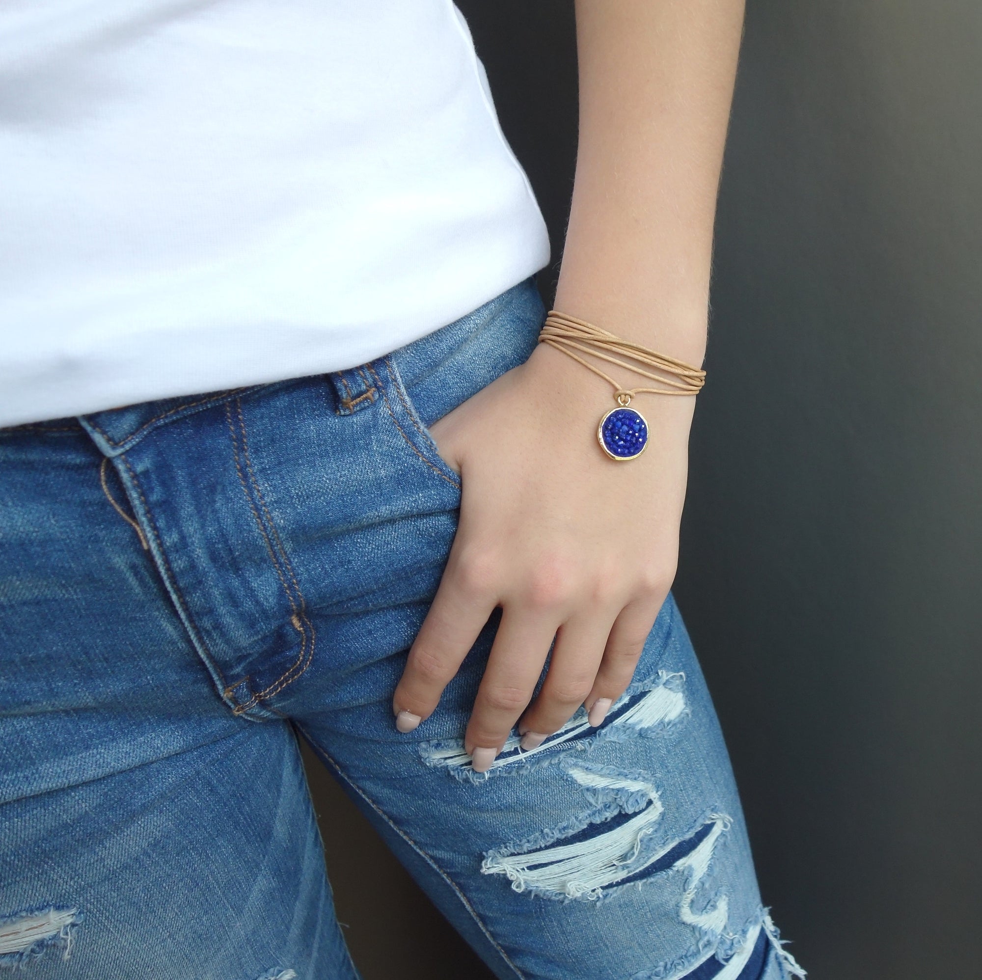 Lapis Lazuli Iconic Mosaic Wrap Bracelet and/or Necklace