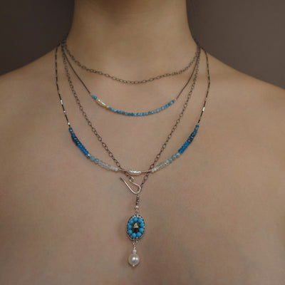 Faceted Apatite BAR necklace