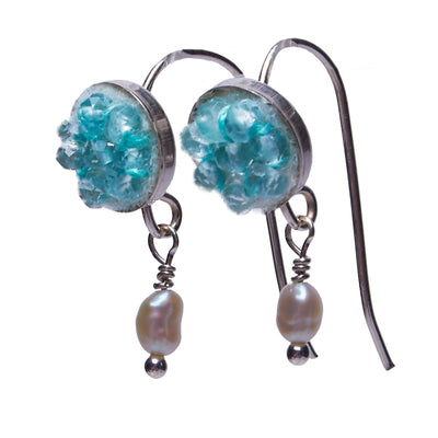 Aquamarine Earrings with Pearl drop