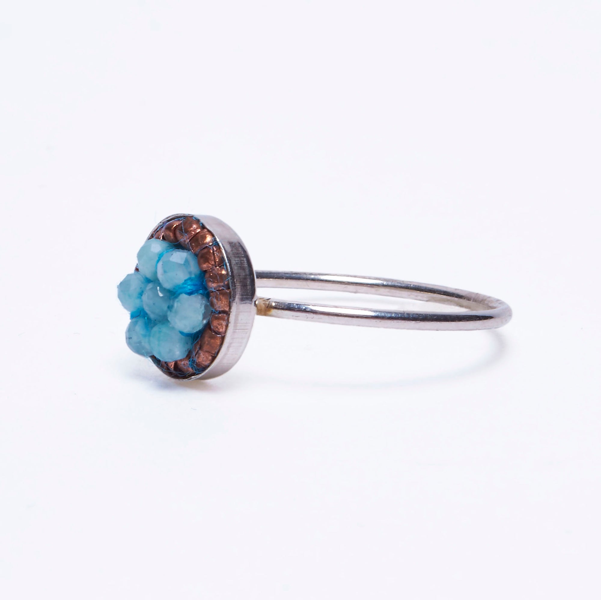 Aquamarine and African Copper Mosaic Ring