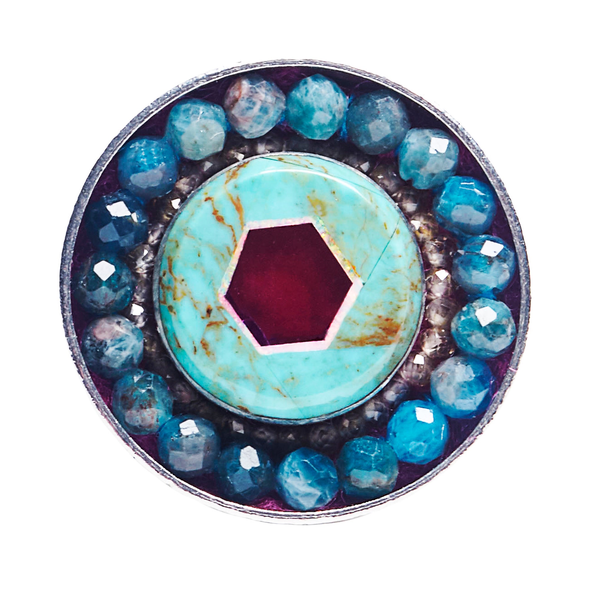 Wanderlust turquoise, opal mosaic ring (Santa Fe)