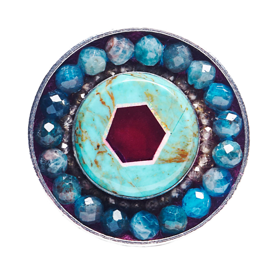 Wanderlust turquoise, opal mosaic ring (Santa Fe)