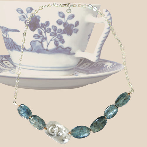 Her Gratitude Shines: hammered silver and kyanite necklace (Wanderlust Paris)