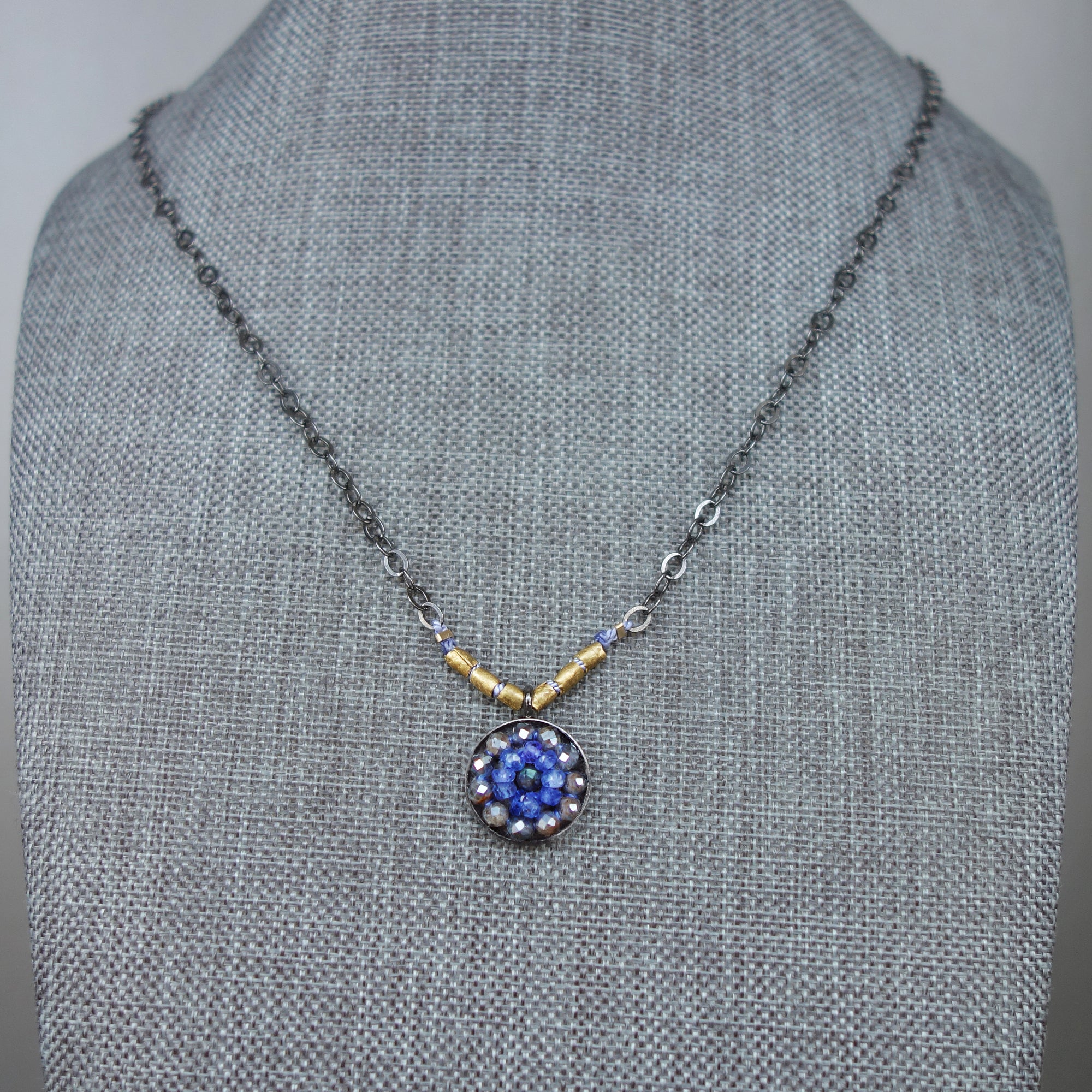 Tanzanite and Labradorite Tango Together mosaic necklace