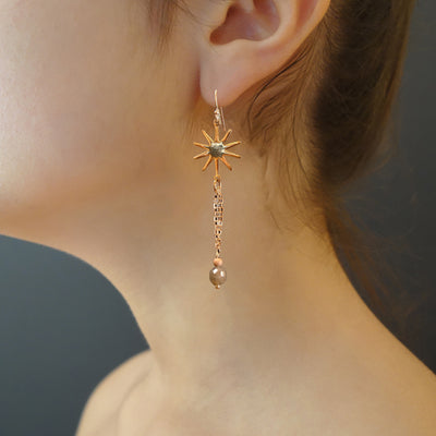 Luck, prosperity, and love: moonstone and gold earrings