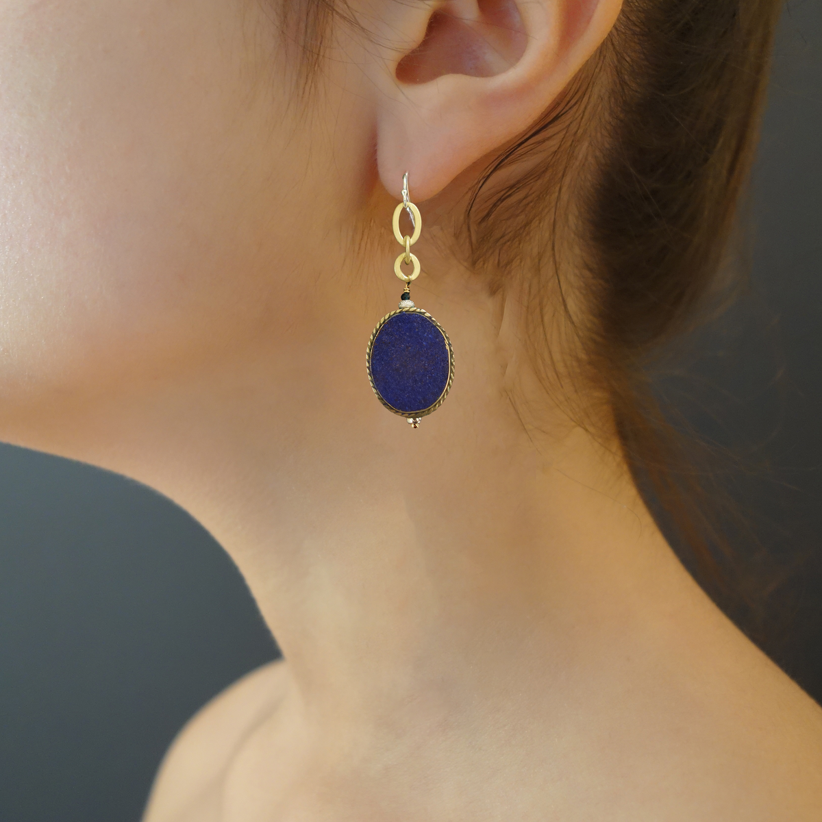 Walking Out in the Big Sky: lapis, turquoise, sapphire earring