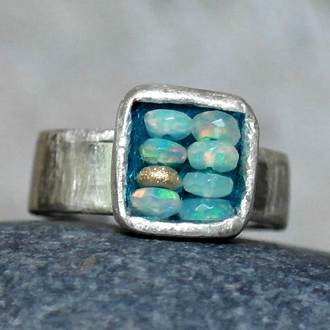 Somewhere Over the Rainbow Opal ring