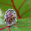 She Glowed in the Moonlight (garnet and moonstone mosaic ring)