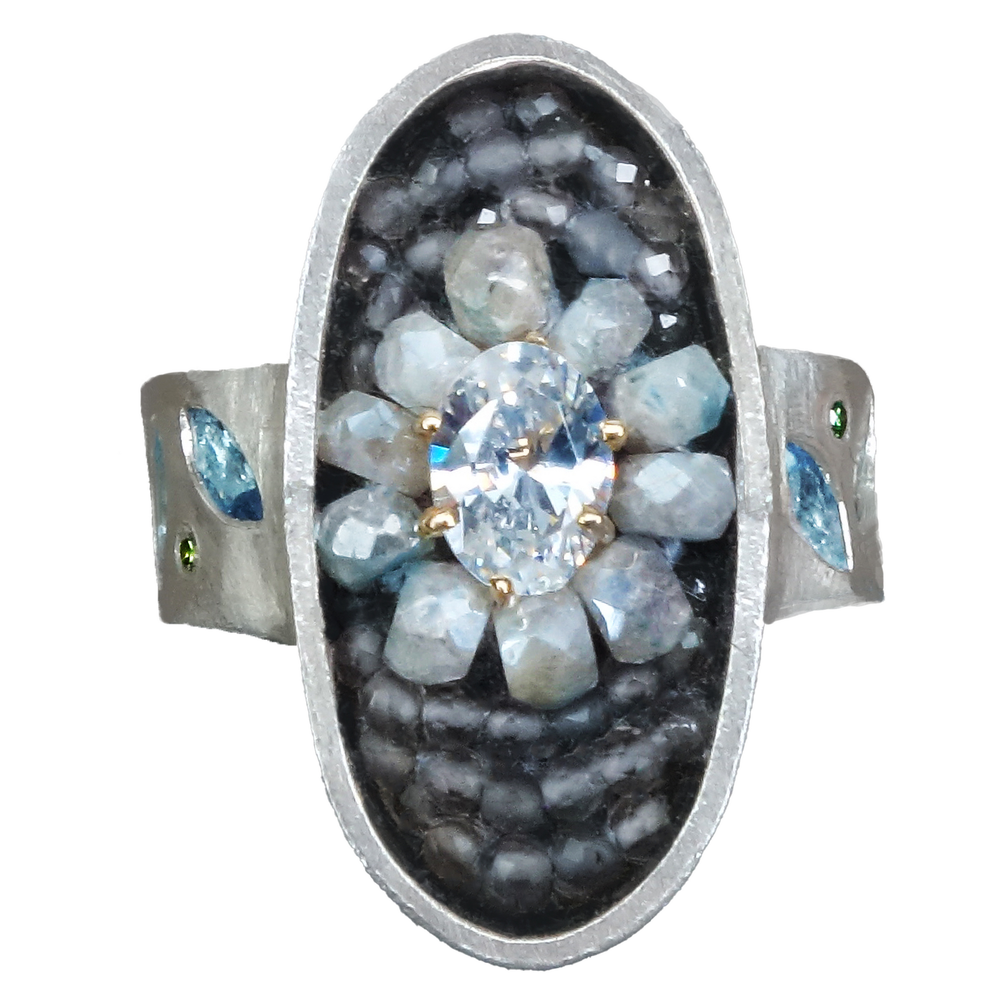 She Stargazes in Secret (diamond, topaz, moissanite)