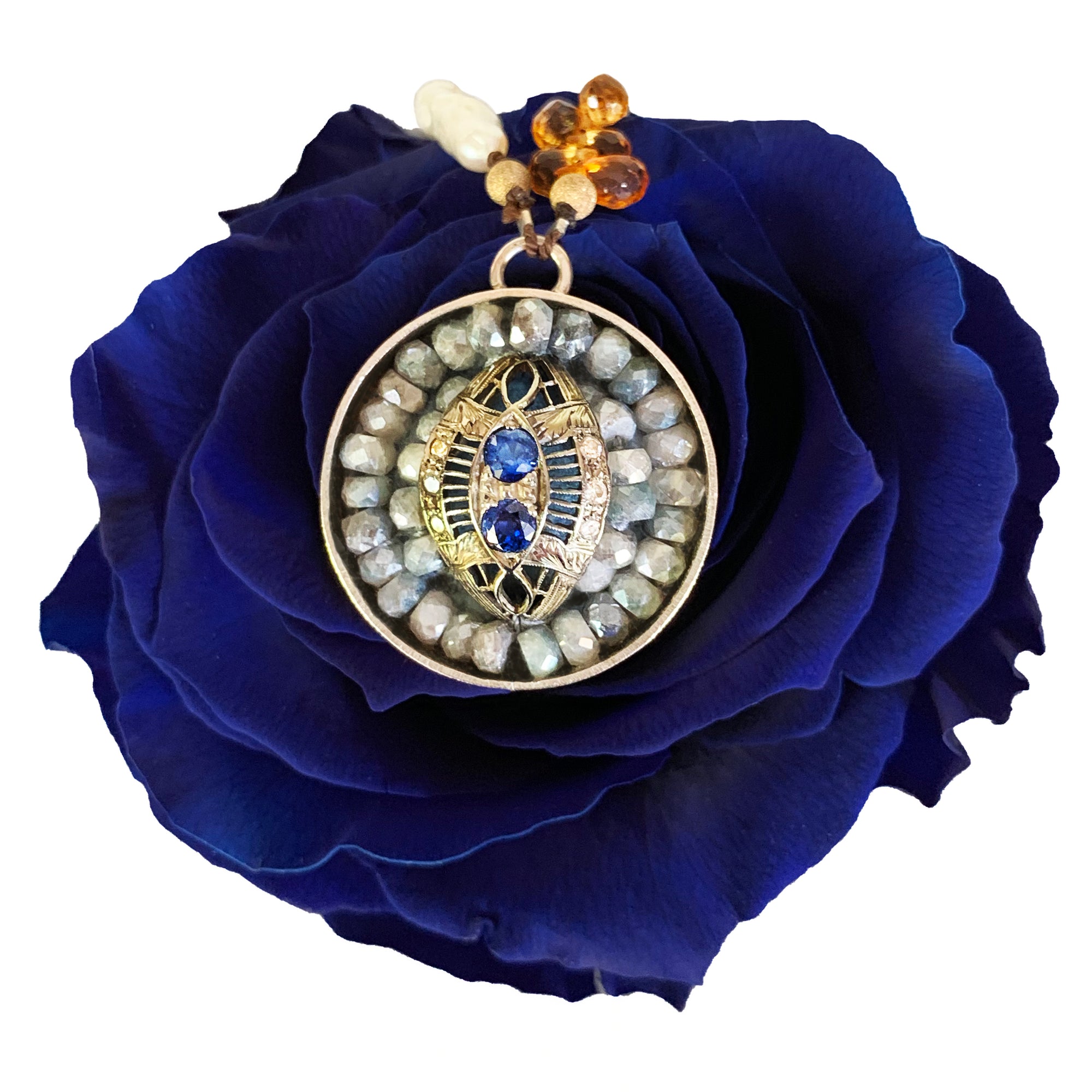 White Gold, Sapphire, Diamond Mosaic Necklace (Wanderlust Paris)