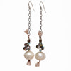 Pearl and Vintage Crystal woven on silk earrings