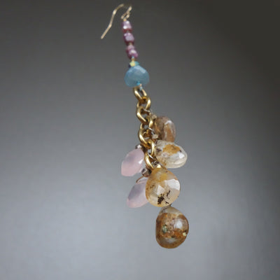 Glamorous Gold, Pink Sapphire, and Rose Quartz earrings