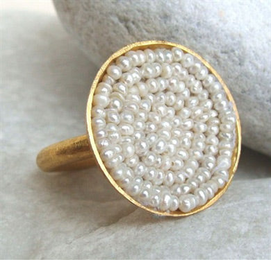 Pearl mosaic ring