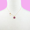 Her Heart Burst, Overjoyed: amethyst heart and ruby mosaic necklace