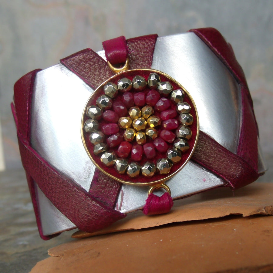 BAM. Ruby and pyrite cuff