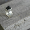 Black sapphire square ring