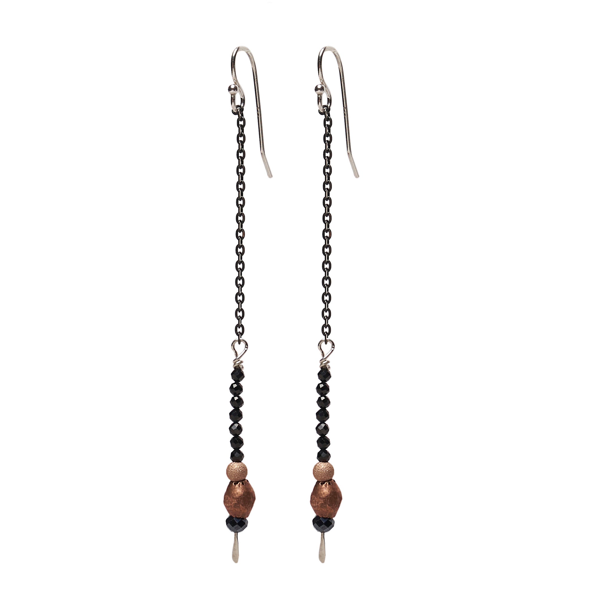 Black Sapphire and Copper Dangle Earring