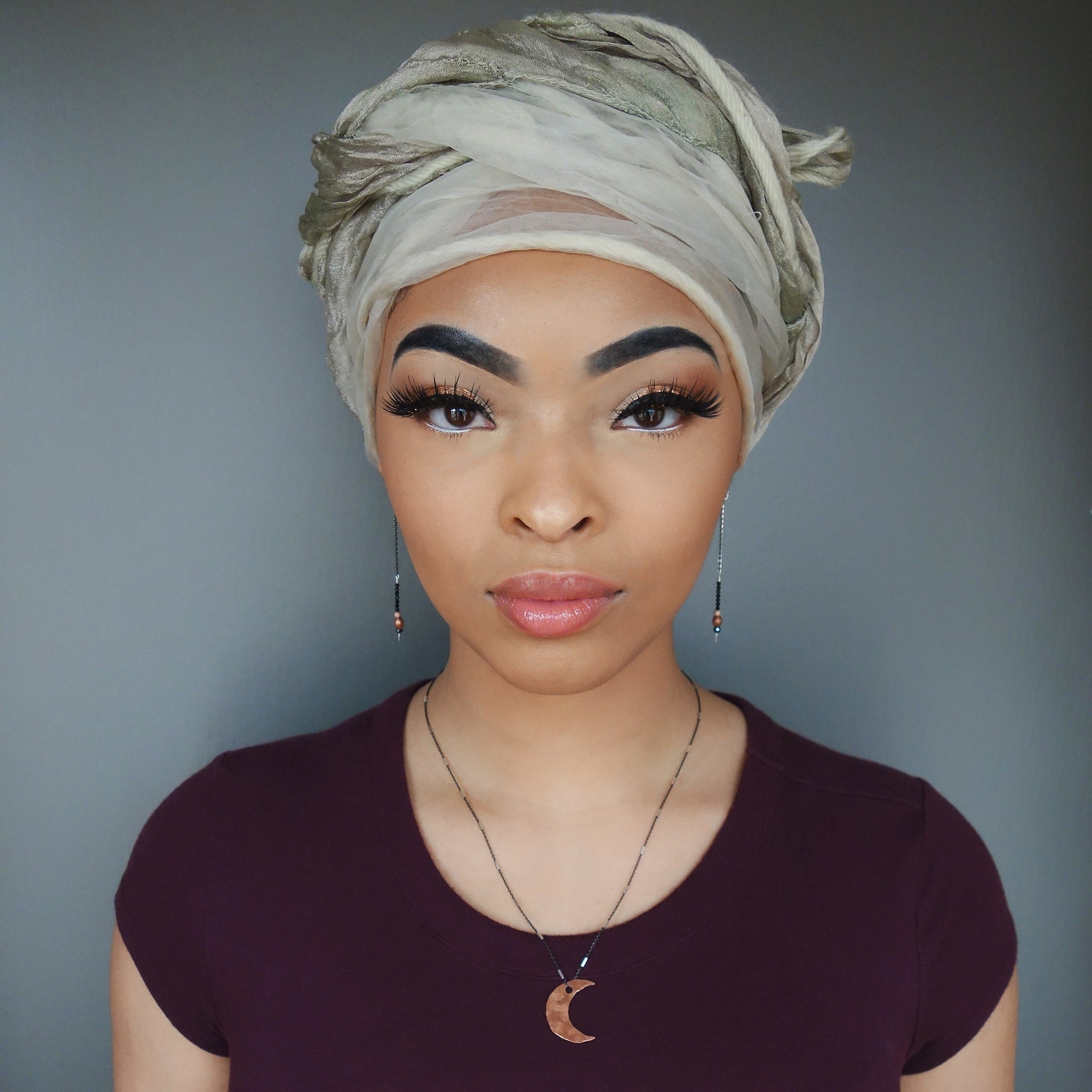 Black Sapphire and Copper Dangle Earring