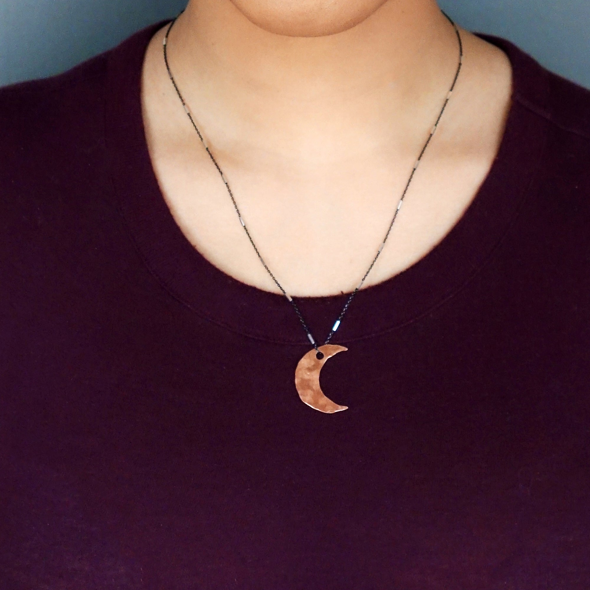 Oh It's a Copper Moon in the Night Sky Necklace