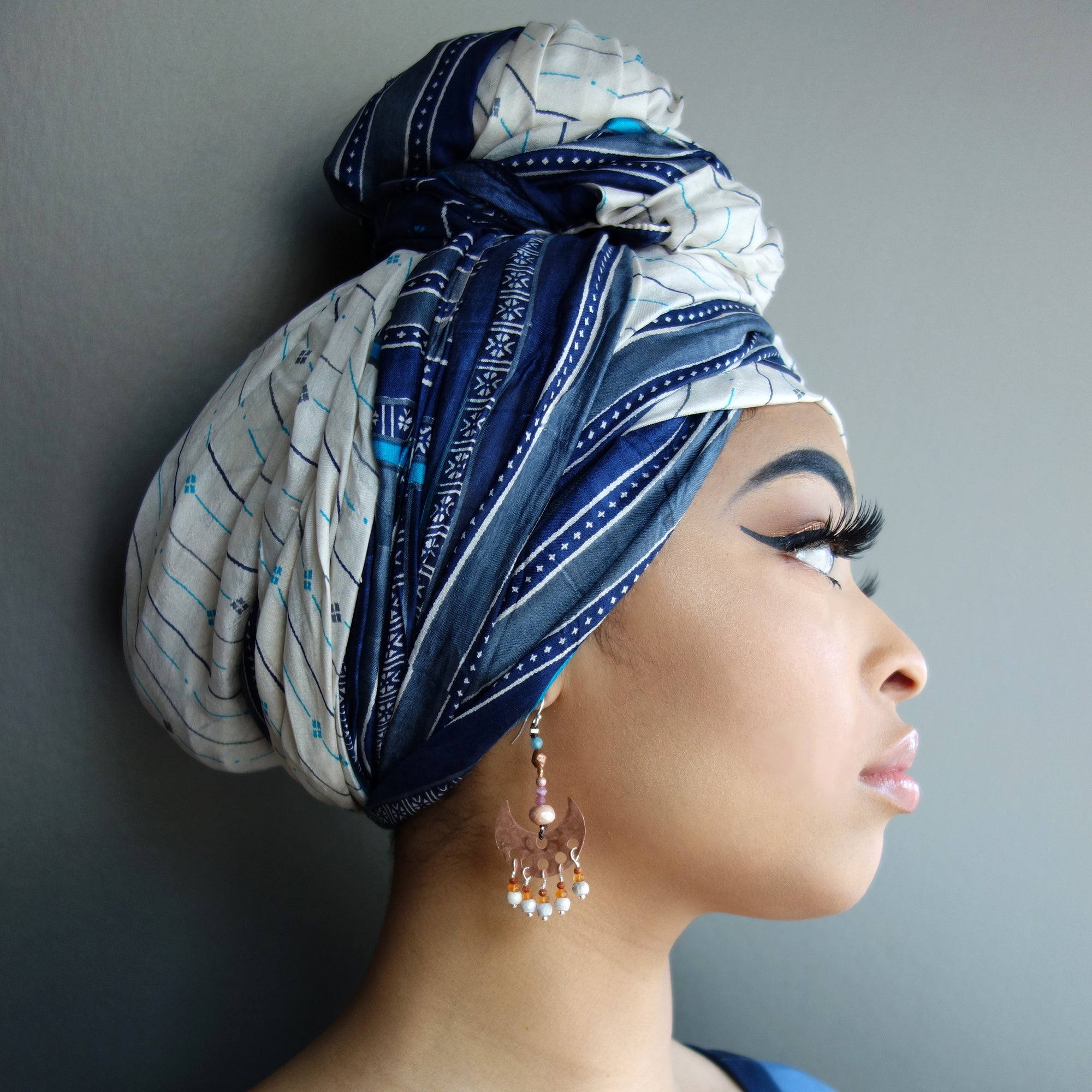 Hammered Copper and Sapphire Lovely Dangles Earring