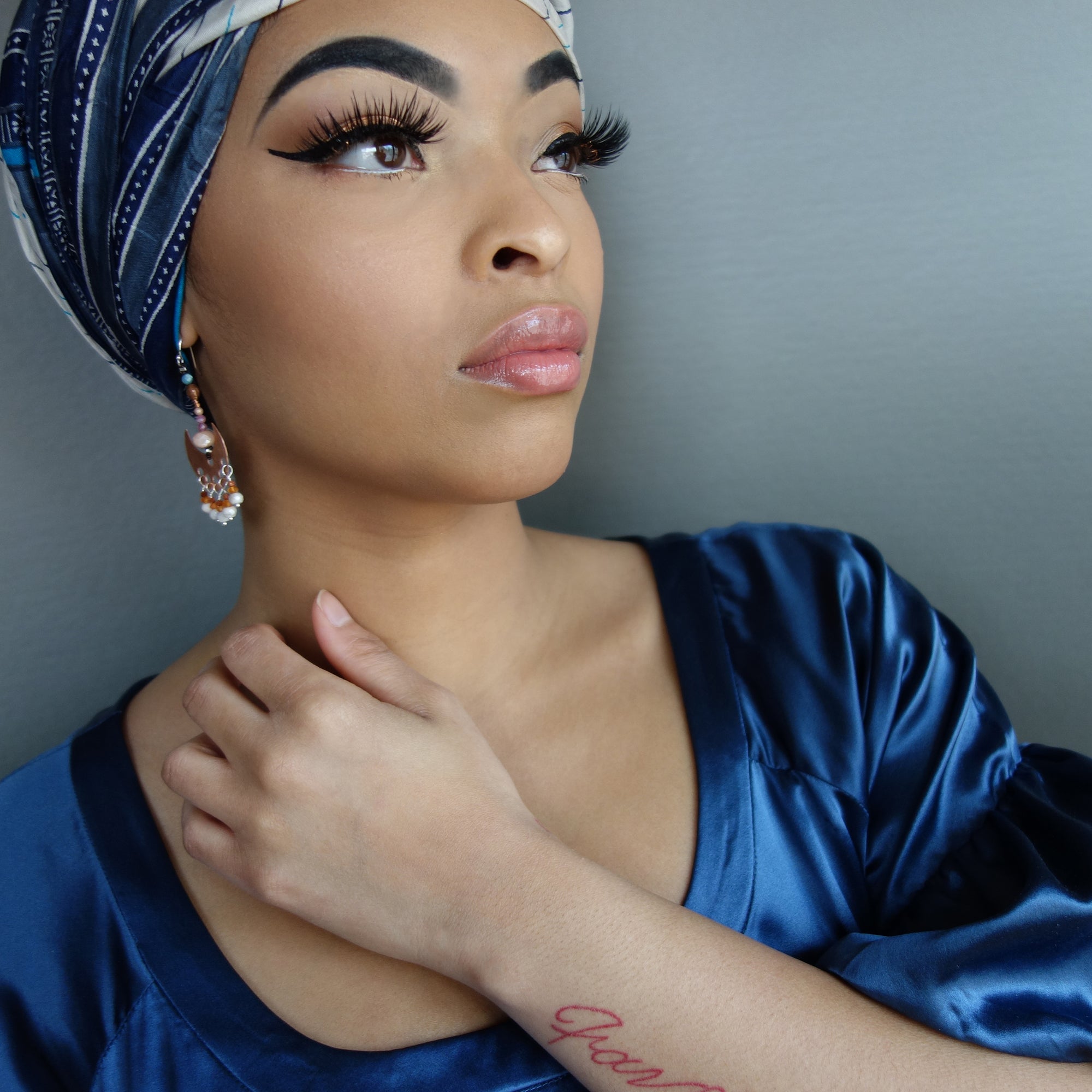 Hammered Copper and Sapphire Lovely Dangles Earring