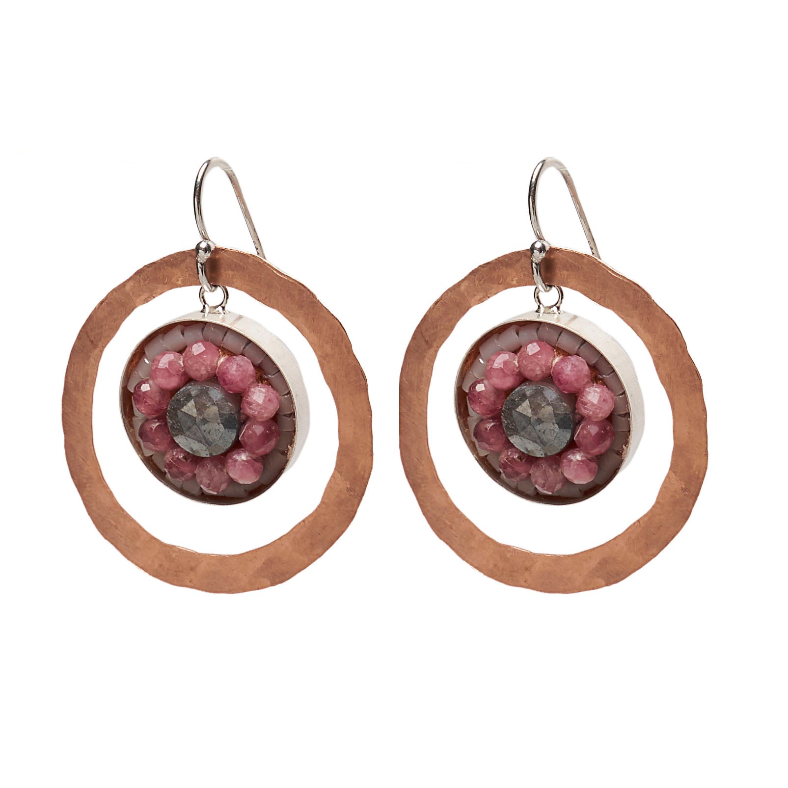 Pink Sapphire and Labradorite Mosaic earring