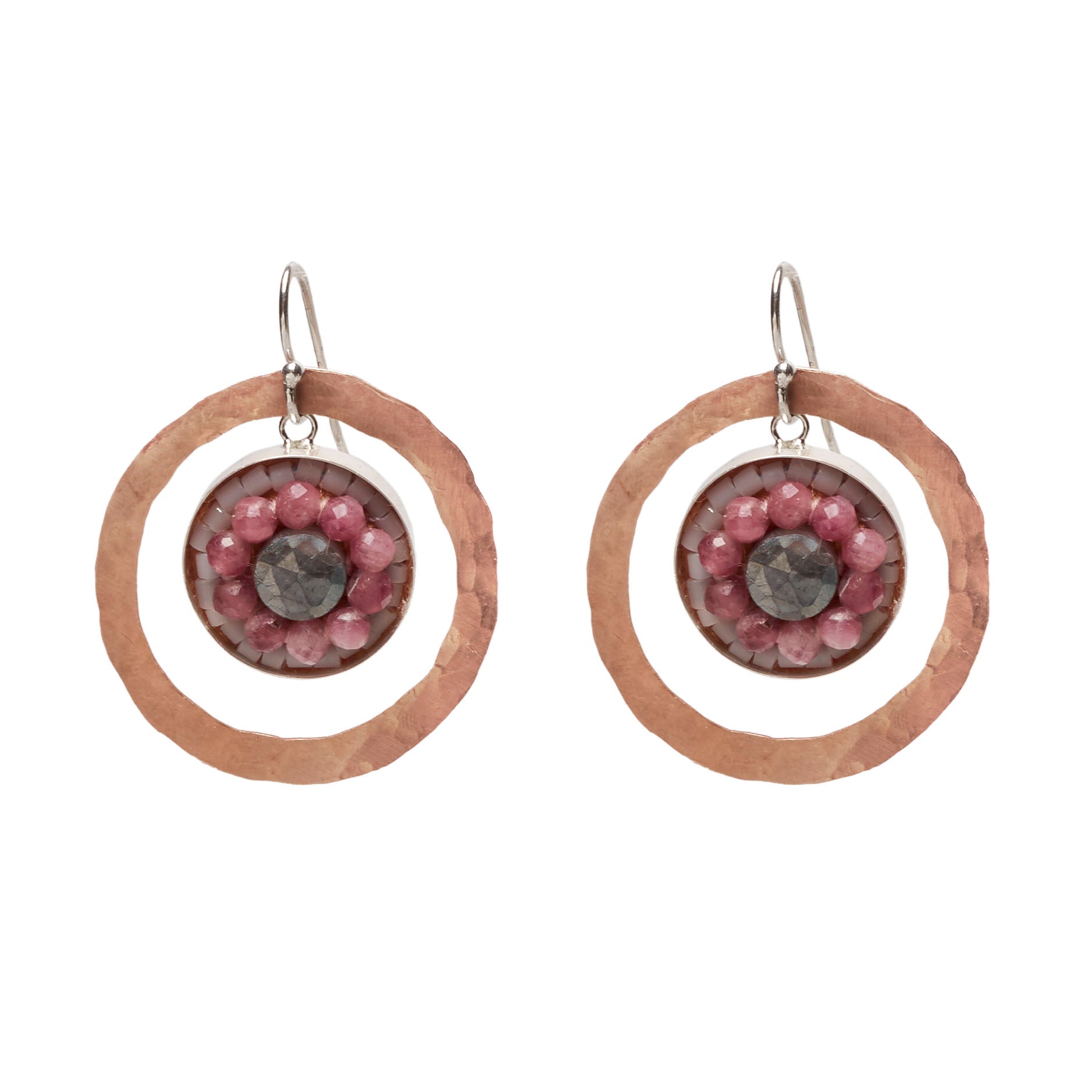 Pink Sapphire and Labradorite Mosaic earring