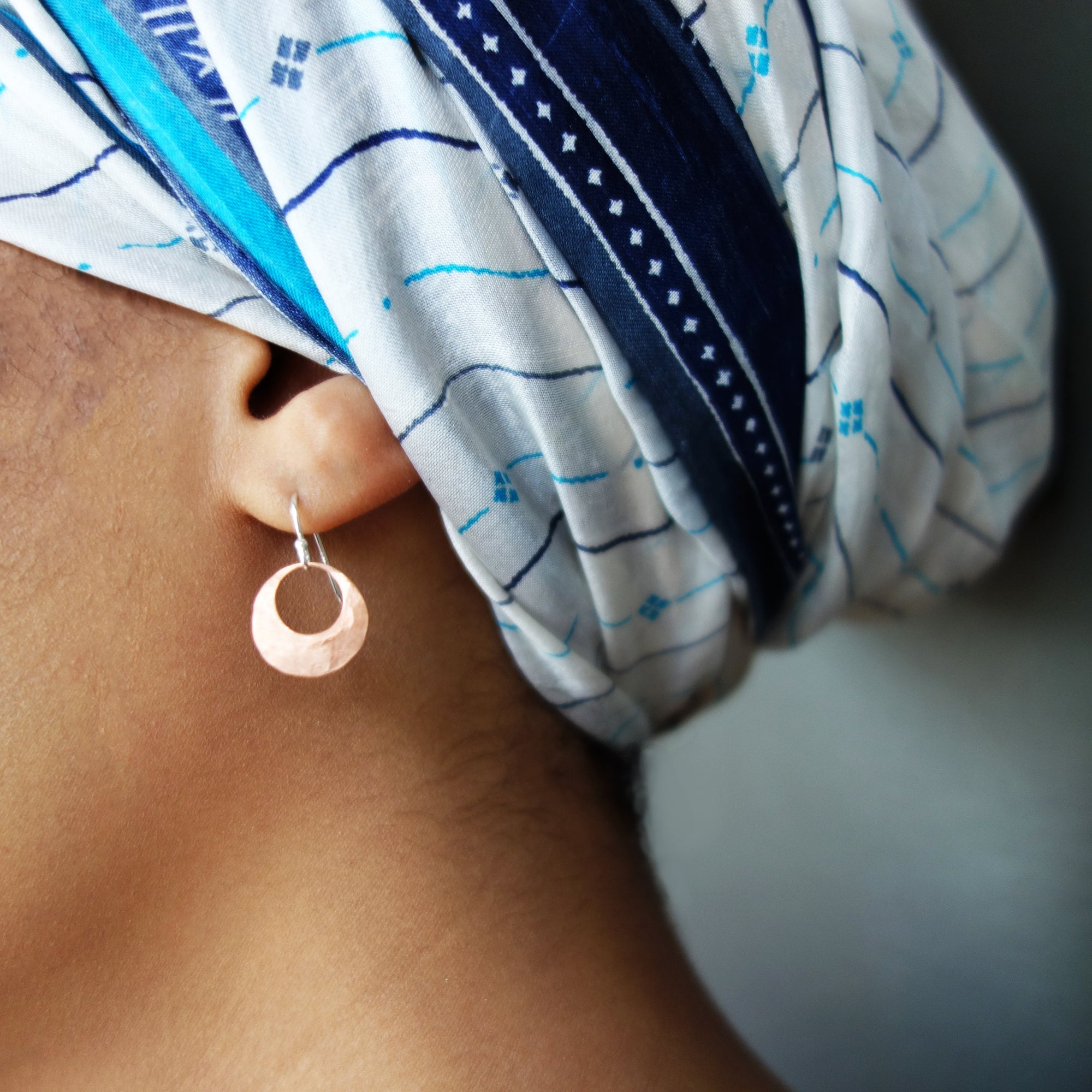 Hand Hammered Copper Hoop earring