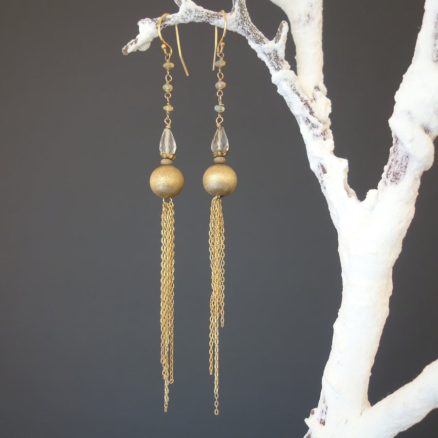 Meet Me at Studio 54 gold chain and opal earring