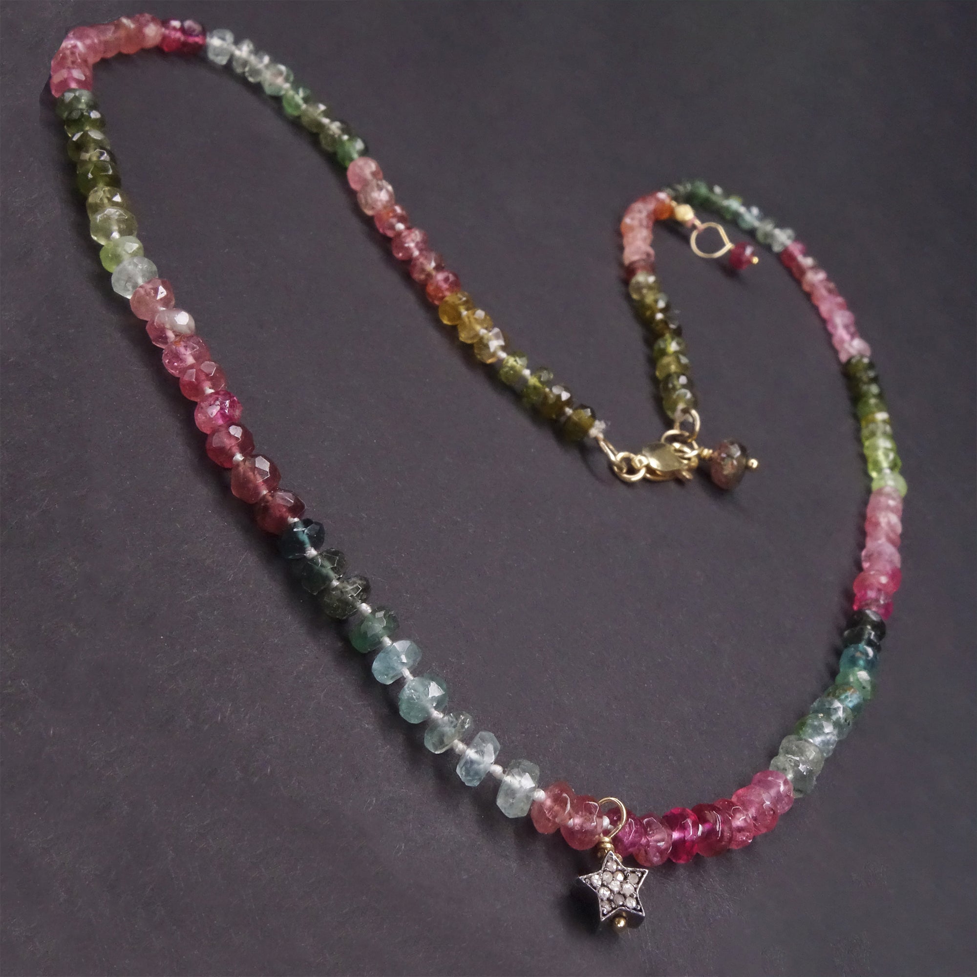Chicago Blues Star: diamond + tourmaline necklace